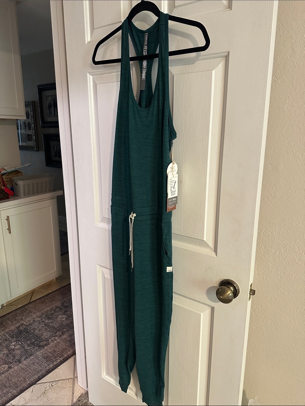 Vuori Teal Green Jumpsuit Romper with Drawstring Waist